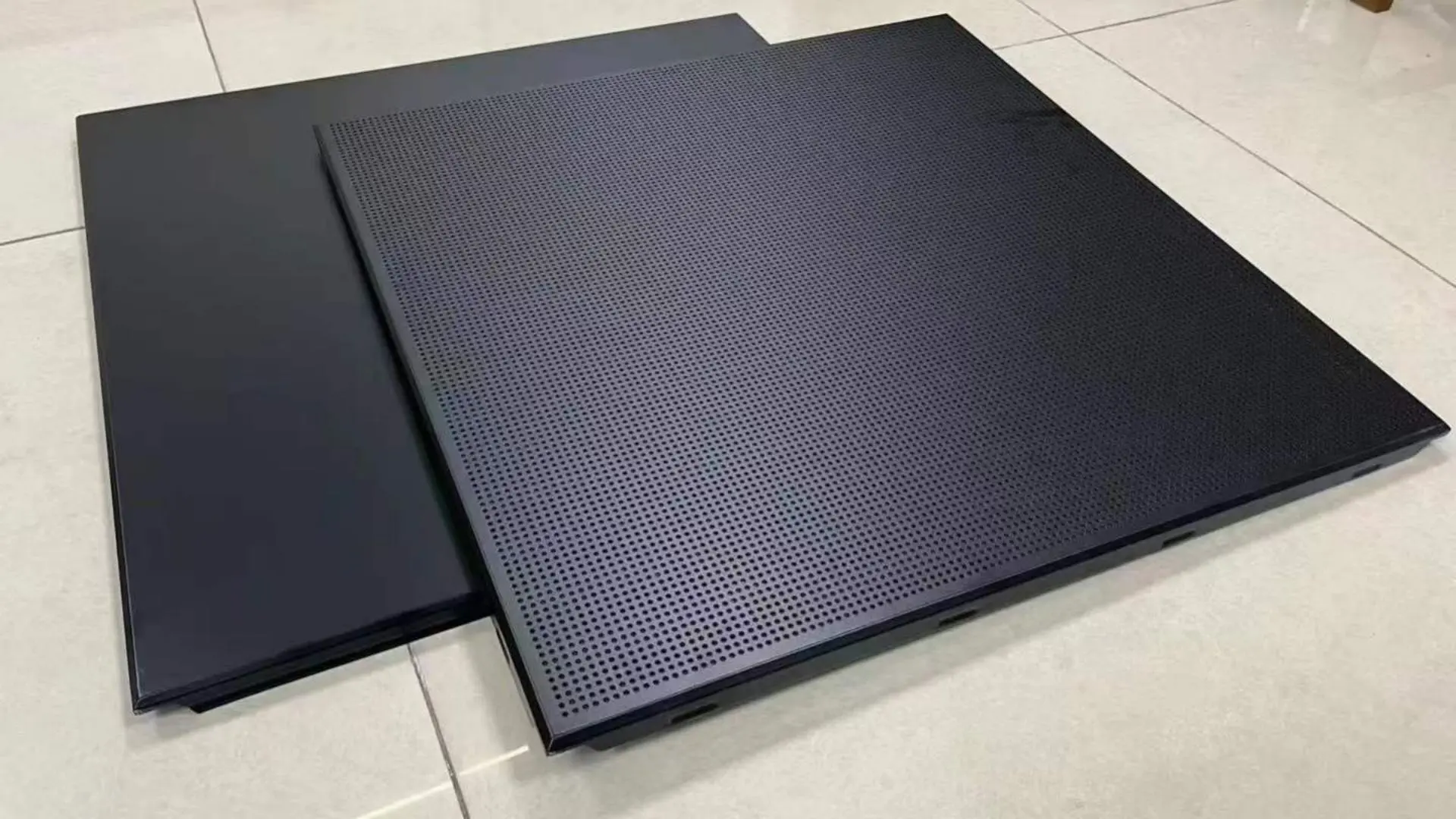 Clip-in perforated aluminum ceiling panel, acoustic metal ceiling tile with sound absorption, easy installation for office and public building