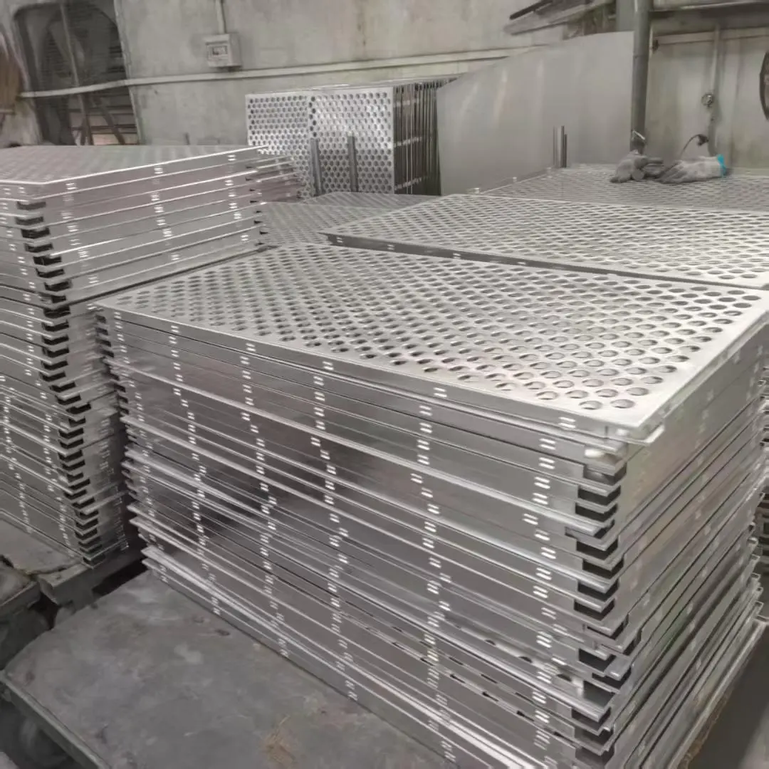 Semi-finished perforated aluminum panels, ready for powder /fluorocarbon spraying