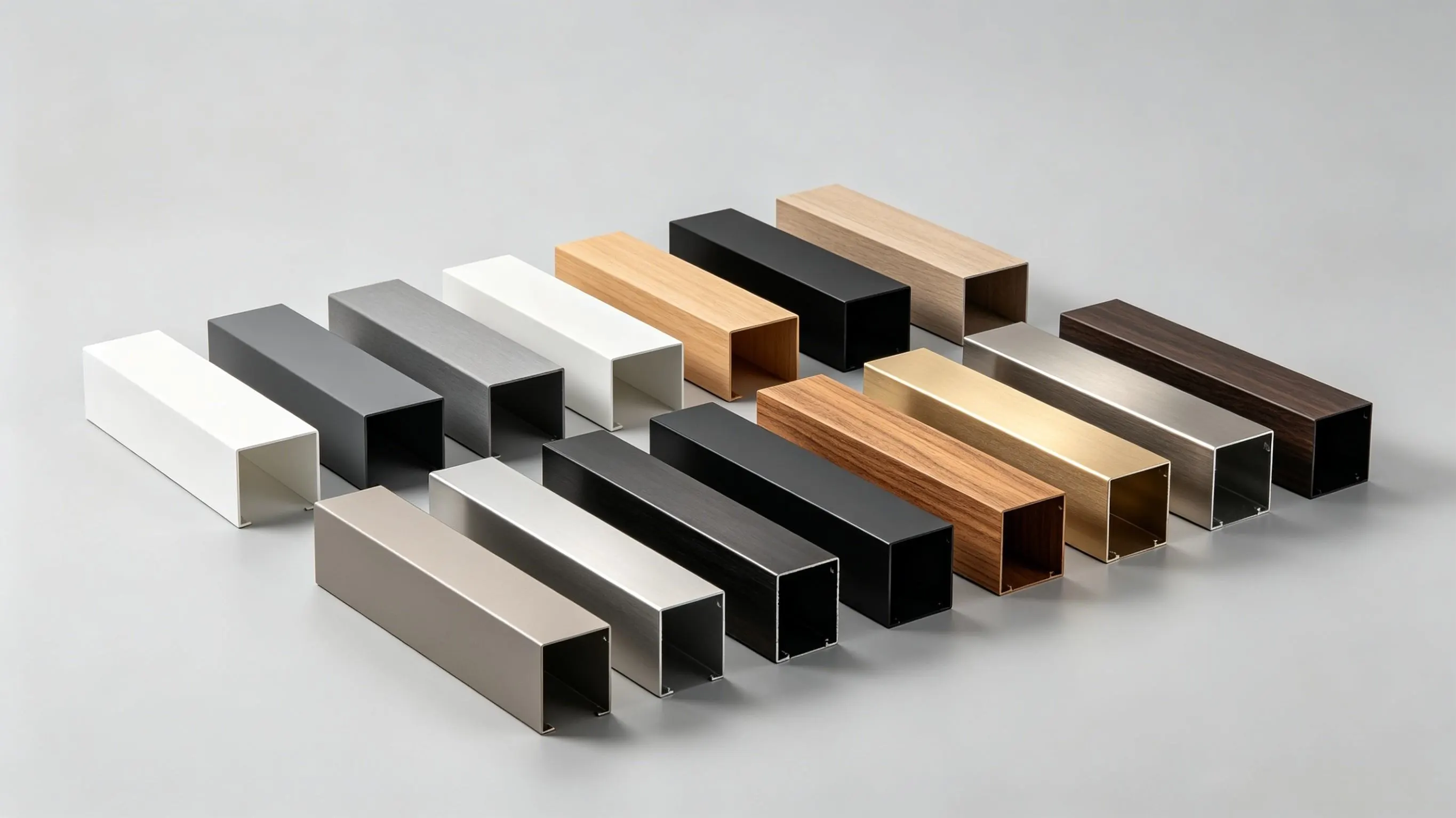 Various surface finishes for aluminum linear baffle ceilings