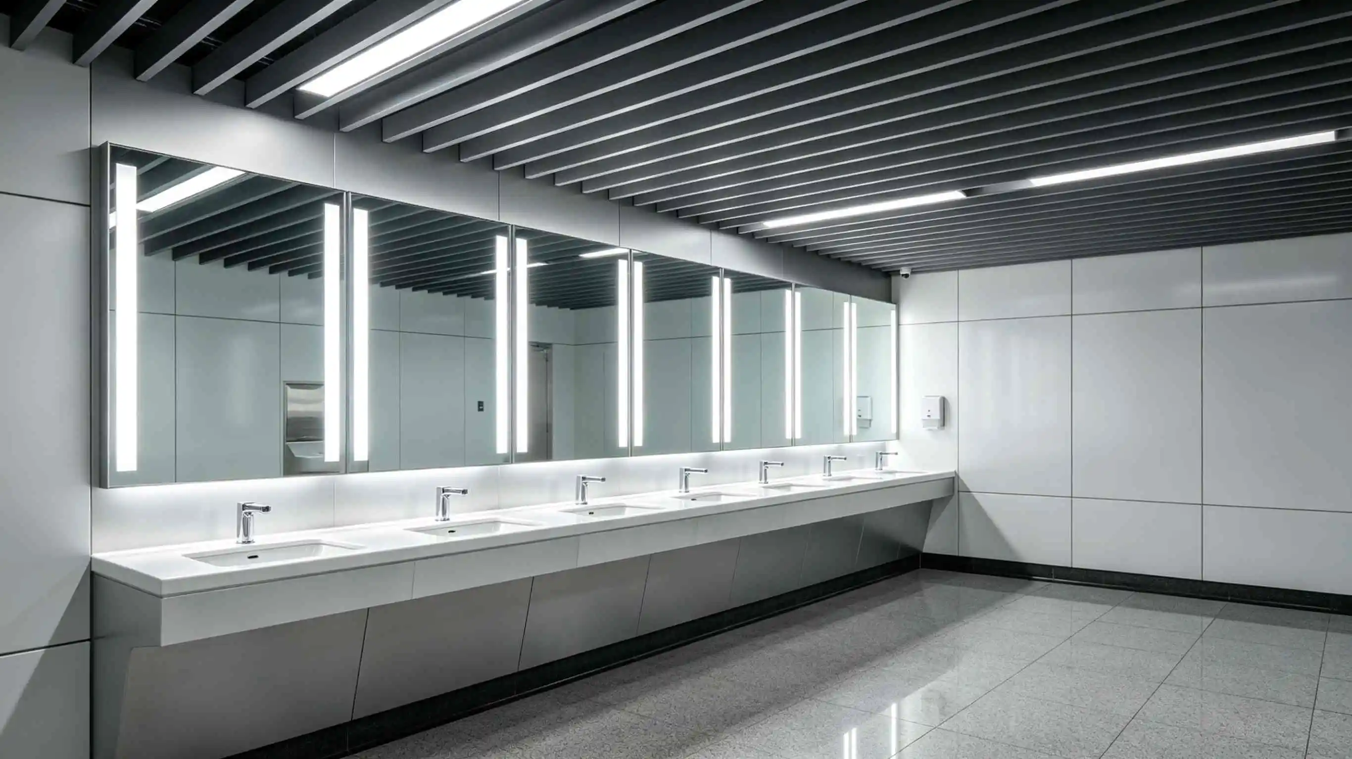 Aluminum square tube ceiling for subway station restrooms Aluminum square tube ceiling for subway station restrooms