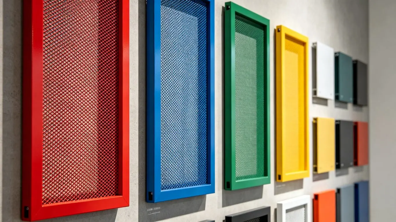 Various surface finishes for aluminum expanded mesh facade Various surface finishes for aluminum expanded mesh facade