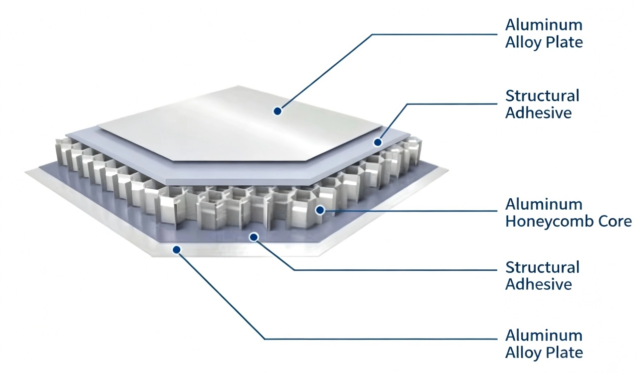 Schematic diagram of honeycomb aluminum panel structure Schematic diagram of honeycomb aluminum panel structure