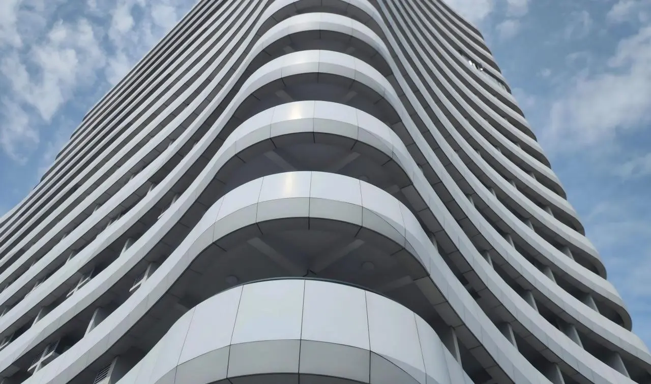 aluminum cladding with nano self-cleaning coating for high-rise building facade
