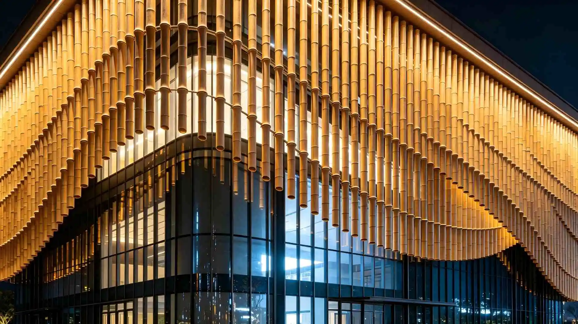 bamboo-patterned aluminum pipe exterior wall effect