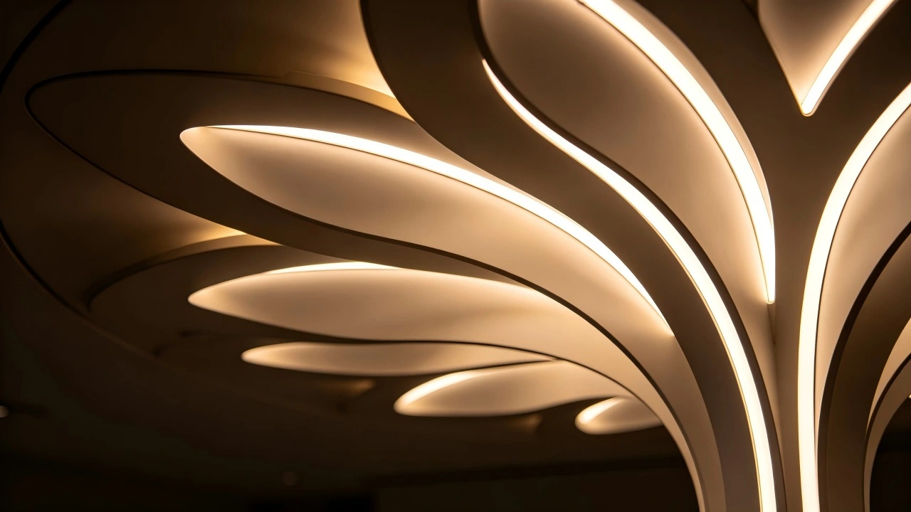 Petal aluminum ceiling hidden light strip light and shadow effect close-up Petal aluminum ceiling hidden light strip light and shadow effect close-up