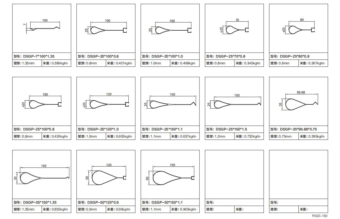 Sections of Aluminum Water Drop Baffles in Various Sizes Sections of Aluminum Water Drop Baffles in Various Sizes