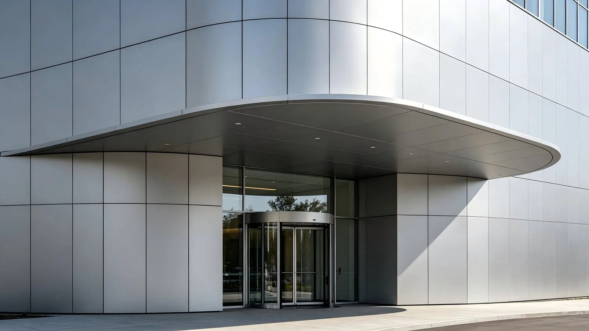 Commercial Office Building Entrance Decorated with Aluminum Single Panels