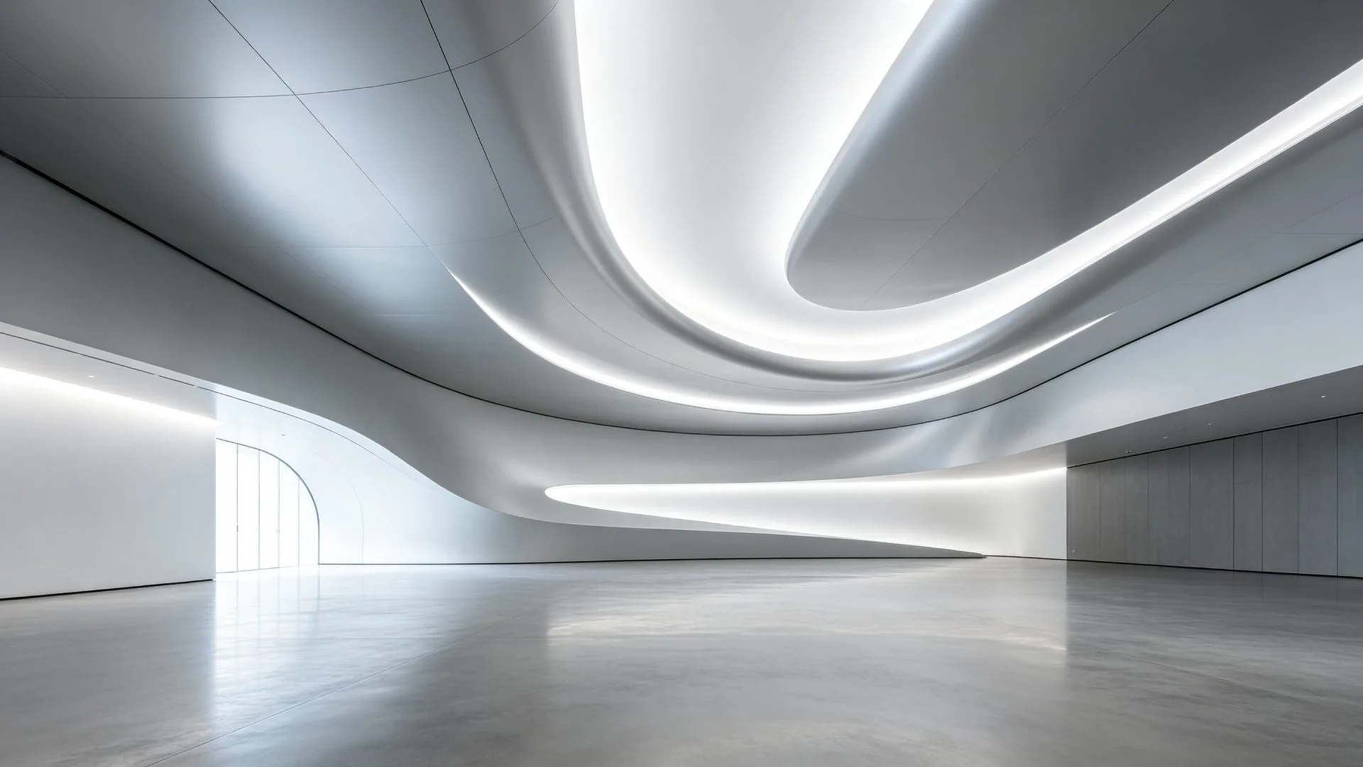 Streamlined Curved Panels for Art Gallery, Artistic Ambience