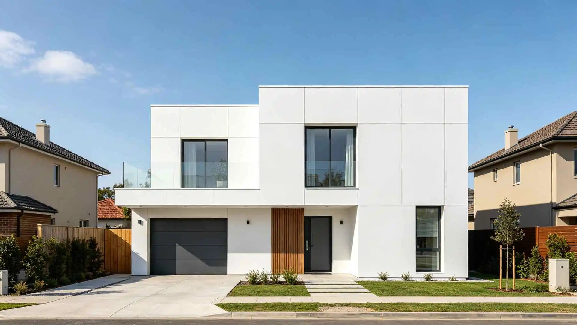 Renovation Case of Old Villa: After Renovation with Matte White Aluminum Veneer