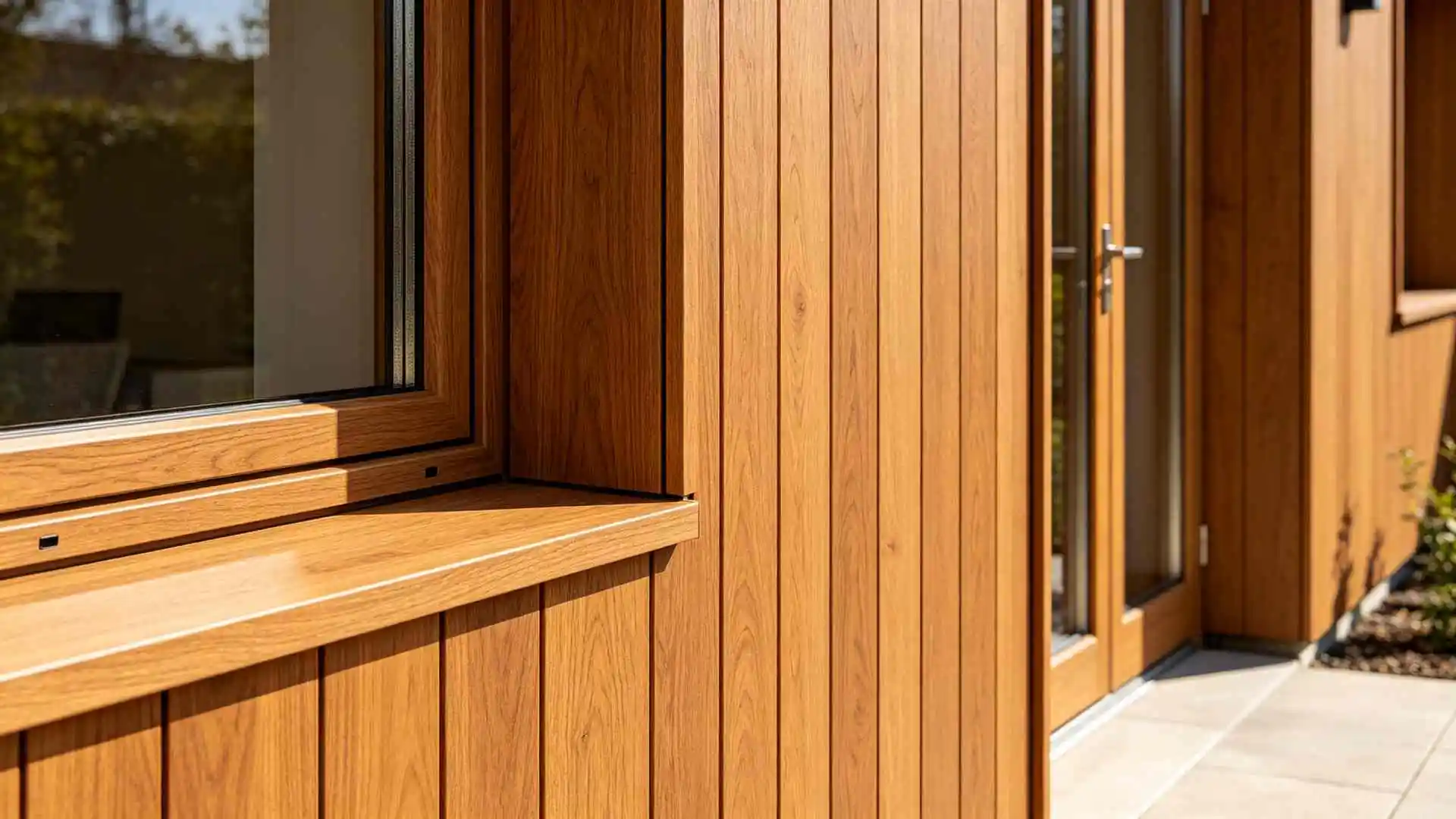 Window Surround Detail of Wood Grain Transfer Aluminum Veneer (Natural Wood Texture Effect)