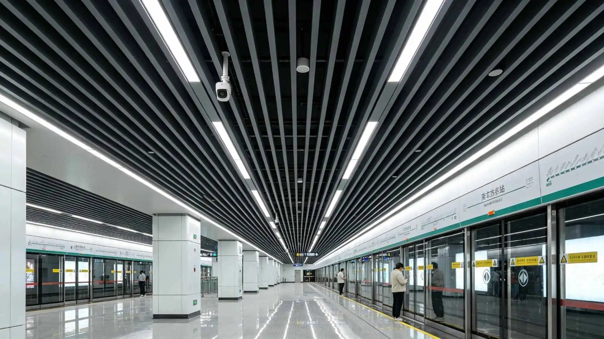 Dark gray aluminum square tube ceiling for subway platforms Dark gray aluminum square tube ceiling for subway platforms