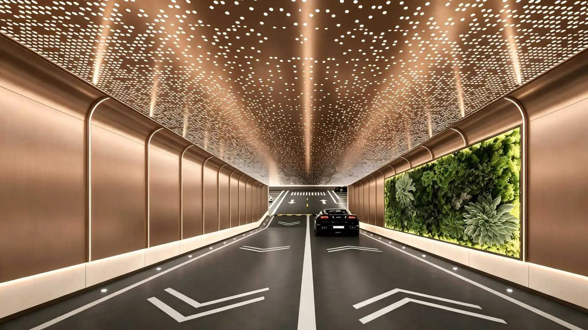 Brushed Bronze Finish Aluminum Honeycomb Panel for High‑end Residential Basement Parking Garage