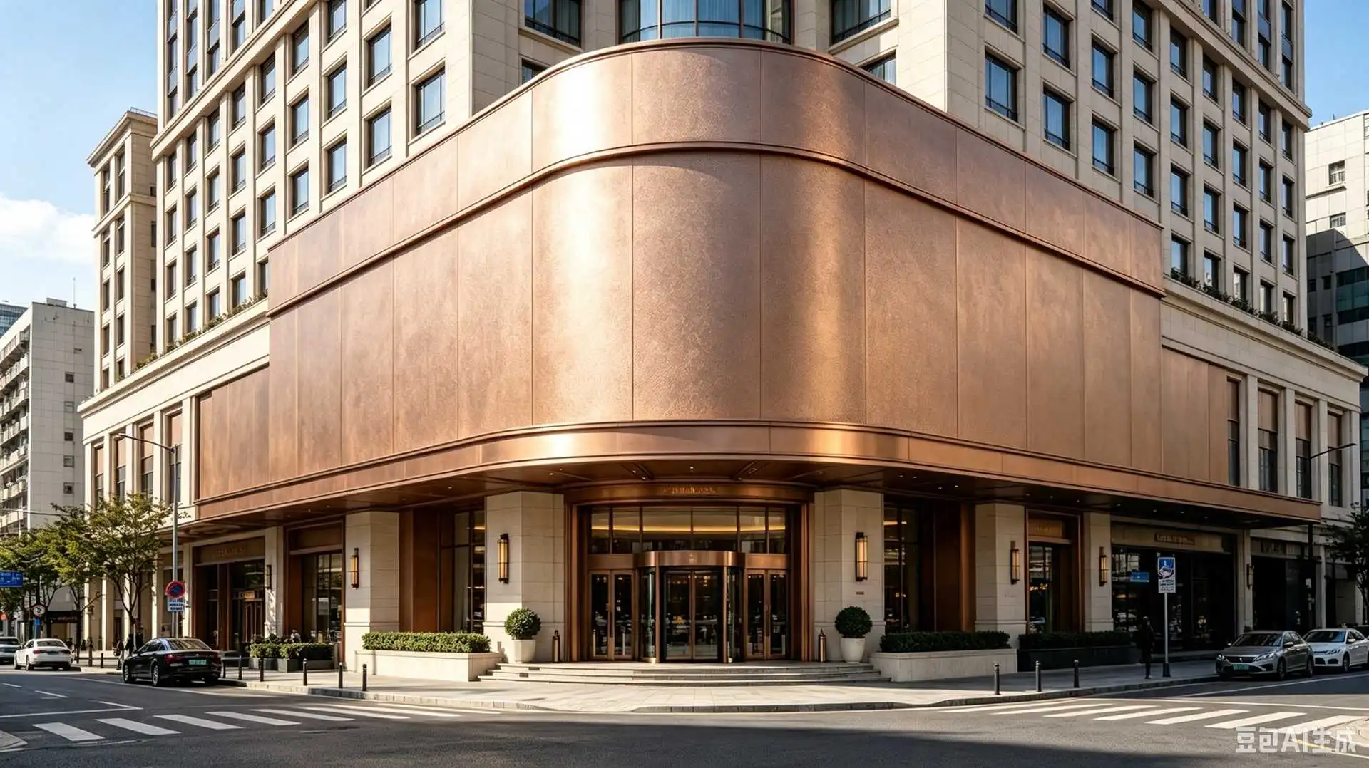 Fine‑texture relief carved aluminum panels for storefront entrance. Fully custom‑made.