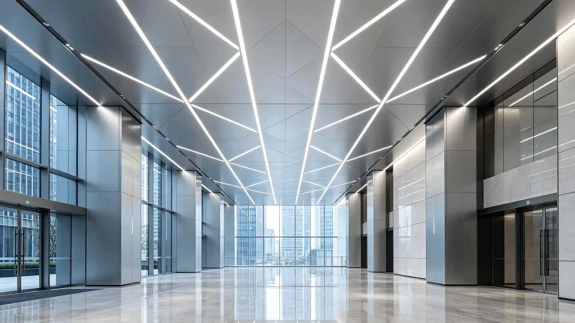 Custom Graphic Aluminum Ceiling Panels With Integrated Lighting for Commercial Interior Decoration