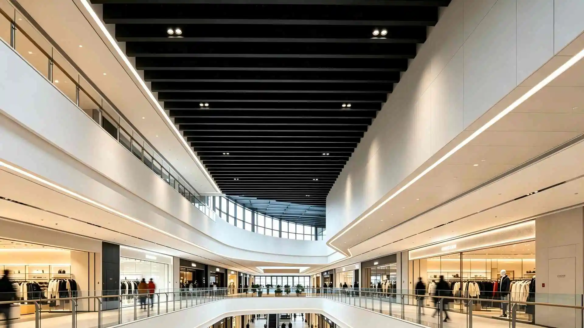 Modern Black Powder Coated Aluminum Baffle Ceiling for Commercial Shopping Mall Interior