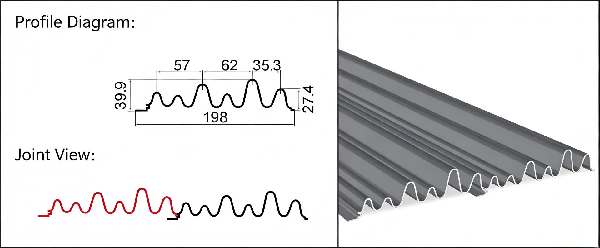 Sketch of Irregular Wavy Aluminum Panel