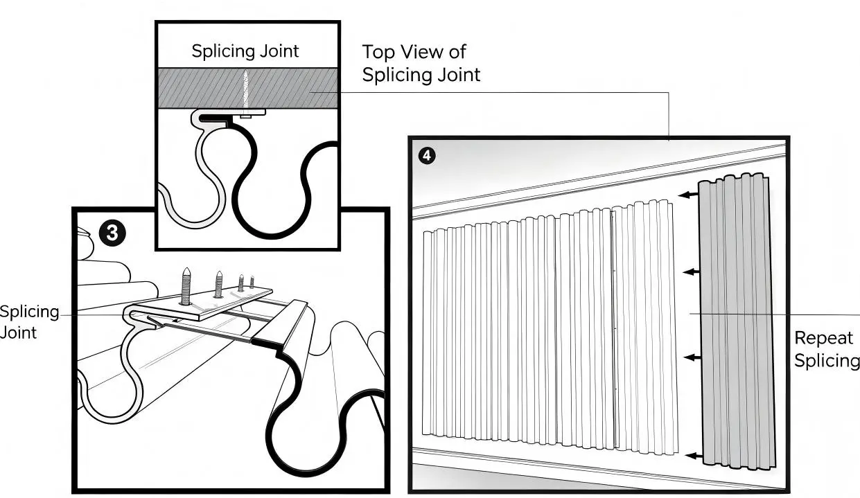 Schematic Drawing of Concealed Clip Installation System for Corrugated Aluminum Facade Cladding Panels