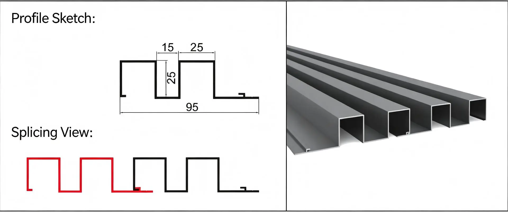 Installation Assembly Sketch for Aluminum Fluted Panels