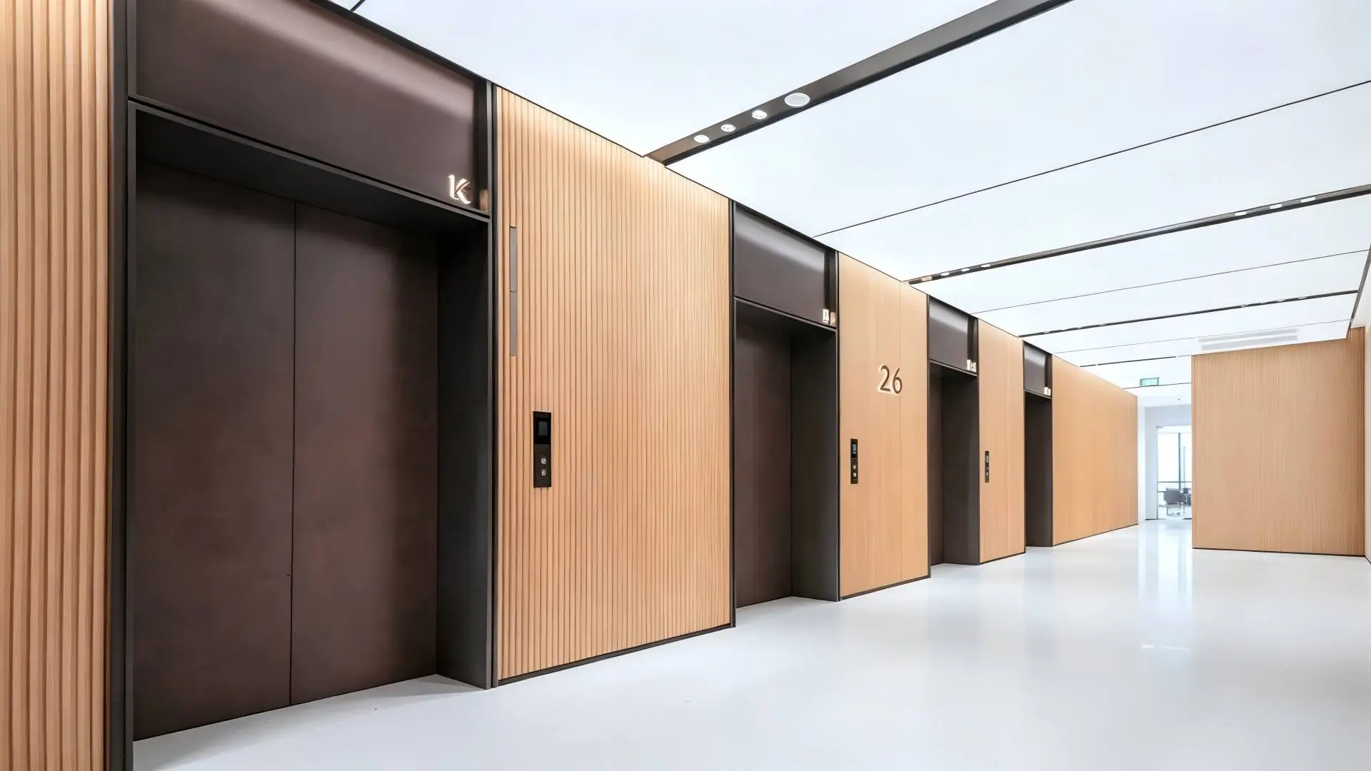 Wood‑Grain Aluminum Fluted Wall Panel for Commercial Office Building Facade & Interior