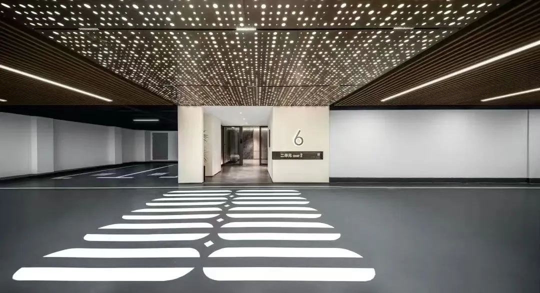 Artistic perforated aluminum ceiling, starry sky effect ceiling for underground parking lot, acoustic & ventilation metal ceiling