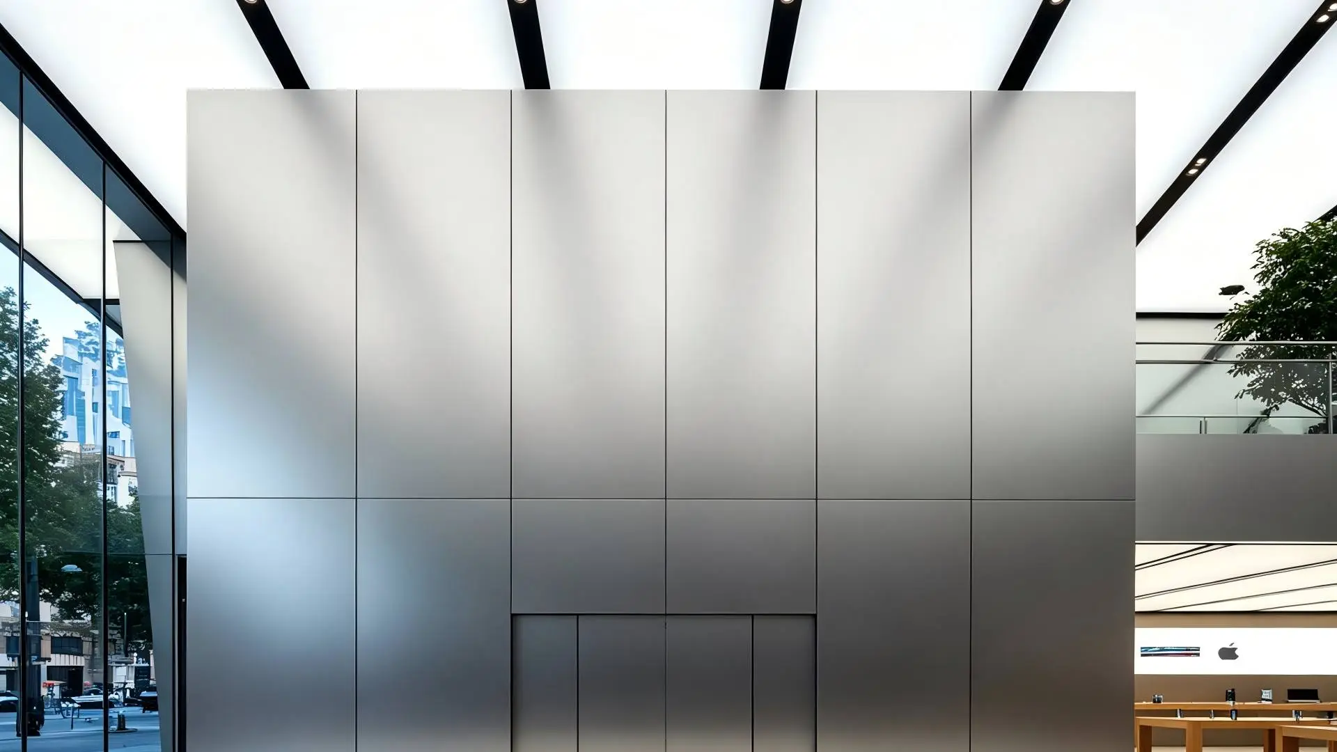 Silver grey anodised aluminium wall cladding panel with natural metallic texture for luxury interior decoration