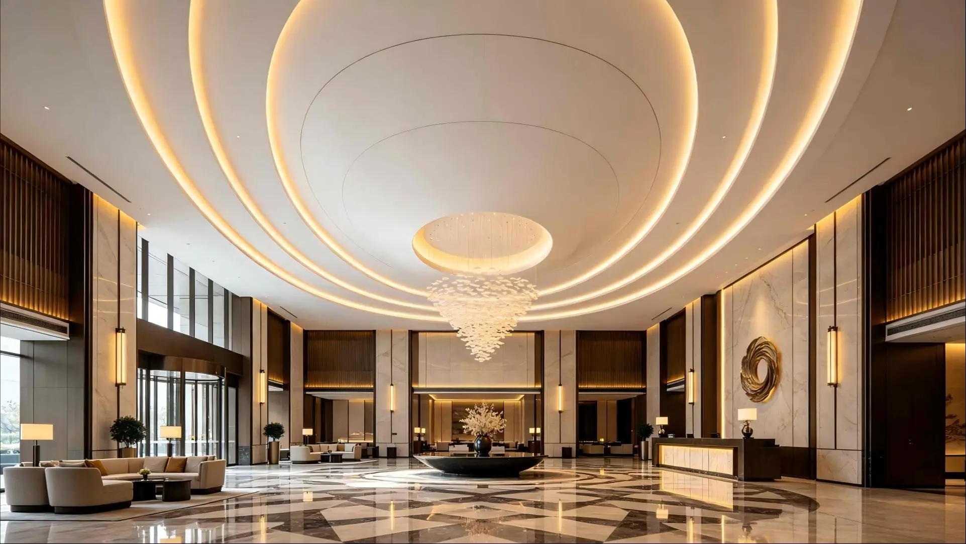 Hyperbolic double curved aluminum ceiling panel, 3D compound curved aluminum veneer for indoor suspended ceiling, PVDF / powder coated custom aluminum panel for hotel lobby, cultural venue ceiling decoration