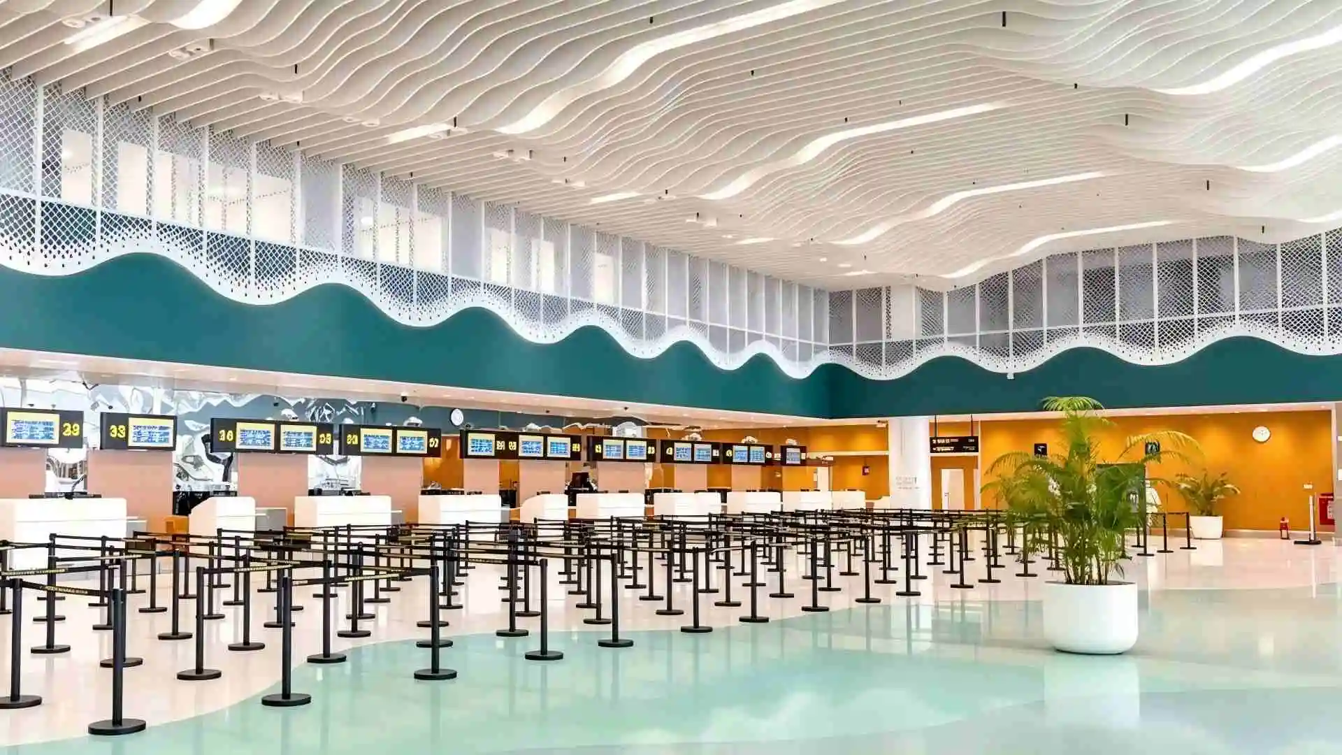Curved Aluminum Baffle Ceiling For Maldives Airport Terminal Project