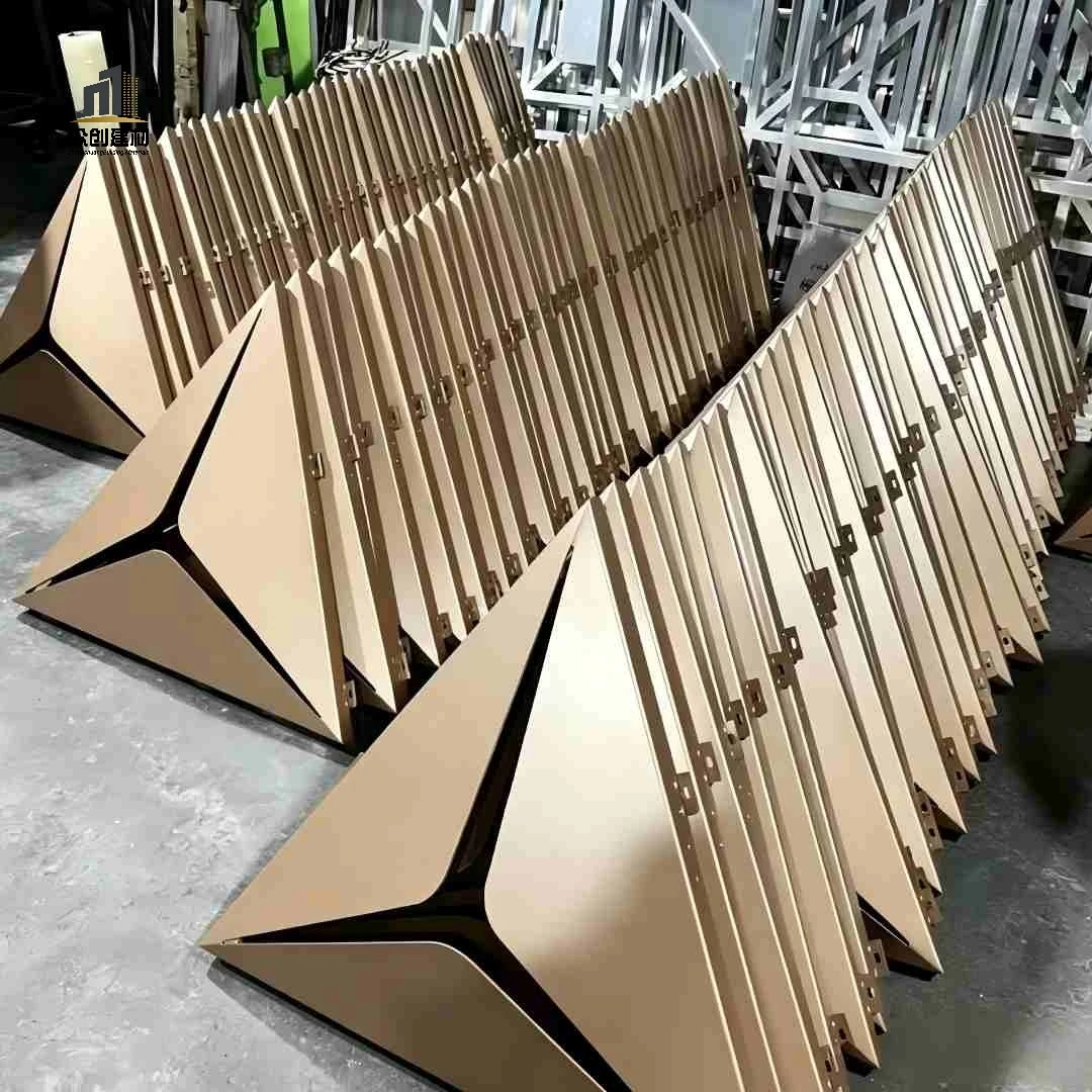 Antique‑Bronze Triangular Aluminum Ceiling