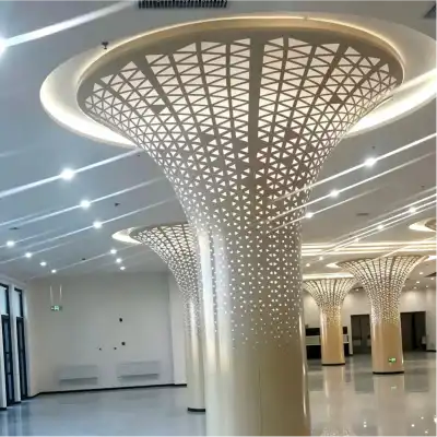 Double‑curved aluminum veneer column cladding