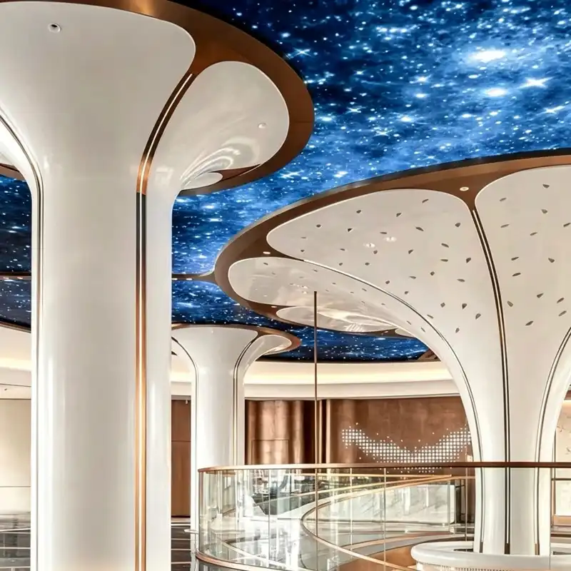 Double‑curved aluminum veneer column cladding