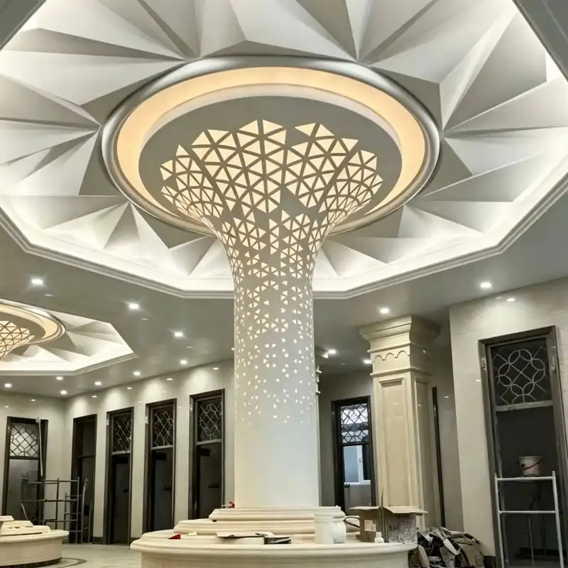 Double‑curved aluminum veneer column cladding
