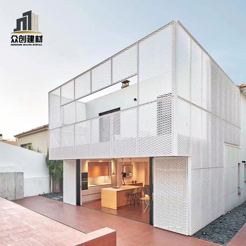 Exterior wall aluminum mesh panels
