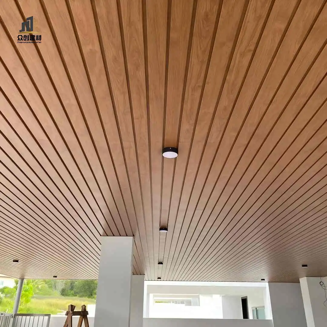 Wood Grain Aluminum Linear Ceiling | Wood Look Aluminum Strip Baffle Ceiling Wood Grain Aluminum Linear Ceiling | Wood Look Aluminum Strip Baffle Ceiling